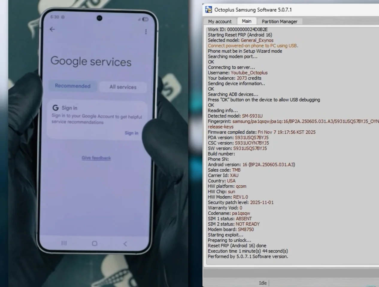 Octoplus Samsung, Huawei & FRP Dongle workflow screenshot 4